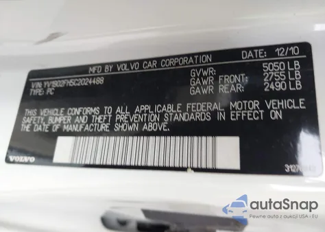 2012 Volvo S60 T6 из США, поврежденный, VIN YV1902FH5C2024488